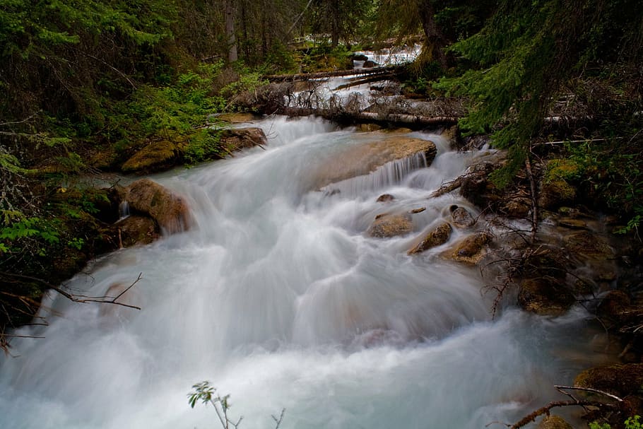 waterfalls, river, flow, nature, stream, outdoor, wet, forest HD wallpaper