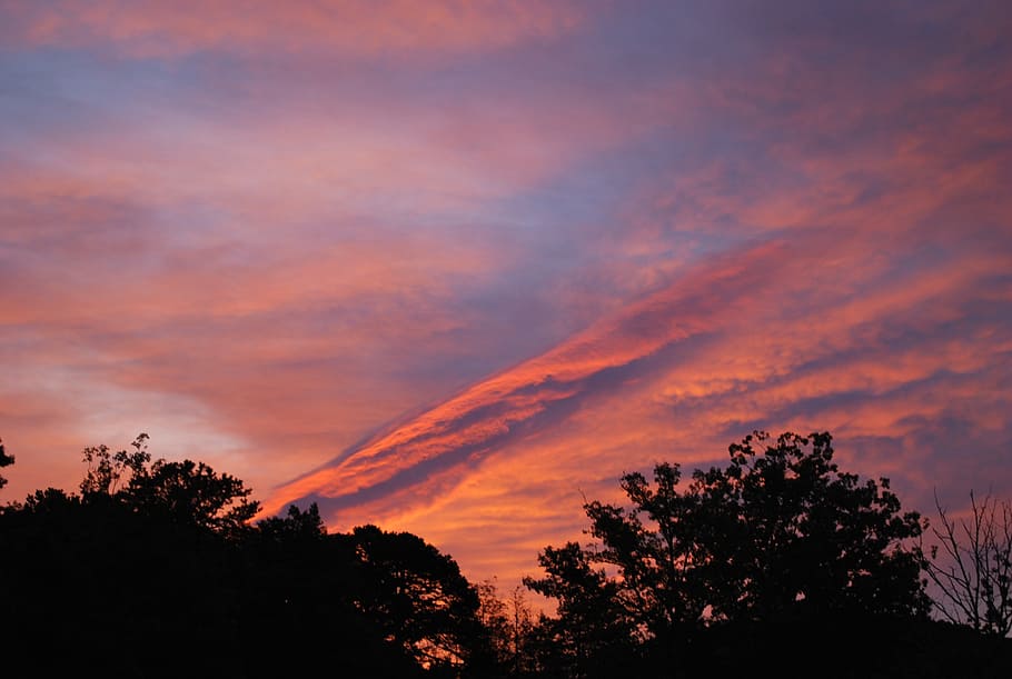 sunset, clouds, sky, nature, landscape, sunset background, outdoor HD wallpaper