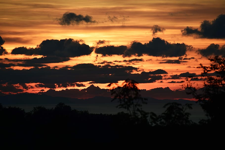 golden hour photography of clouds, silhouette photo of clouds at golden hour HD wallpaper