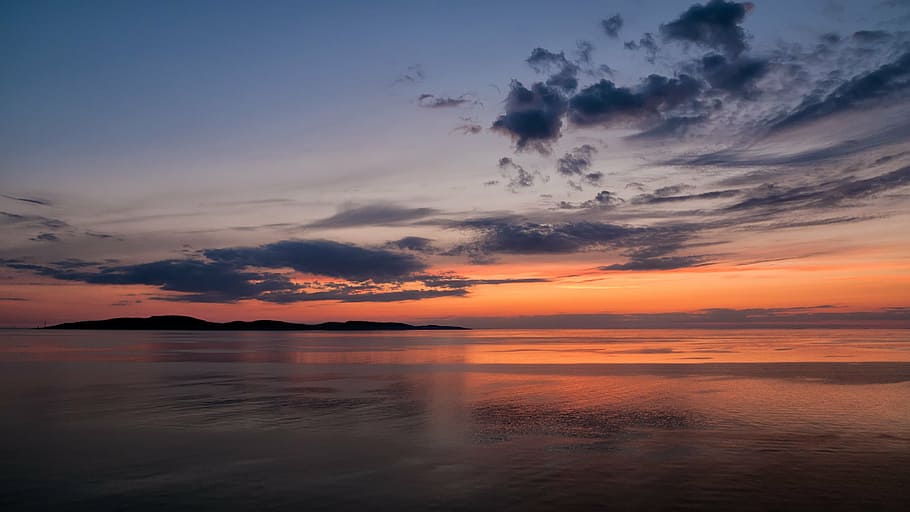 body of water during sunset, island, baltic, ocean, sky, gogland HD wallpaper