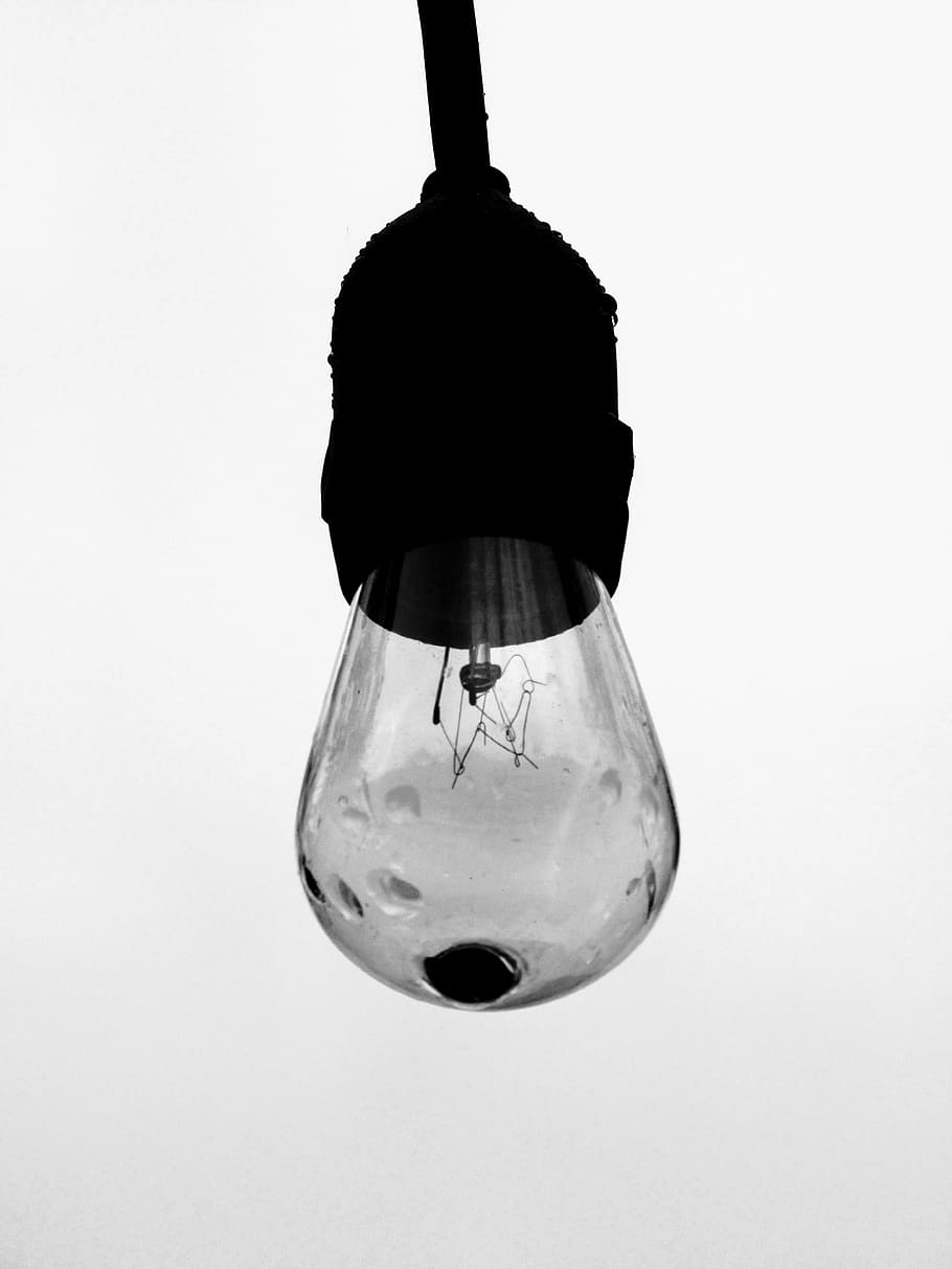 bulb, light, lighting, bulbs, black and white, art, creativity HD wallpaper