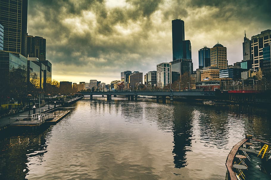 architecture, building, infrastructure, sky, clouds, dark, sunset HD wallpaper