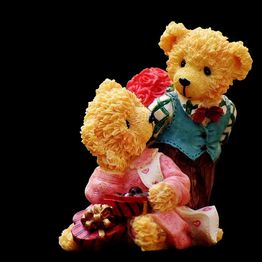 bear, figure, art stone, deco, decorative, cute, love, valentine's day HD wallpaper