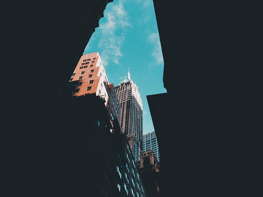low angle photography of white high-rise building, untitled, empire state building HD wallpaper