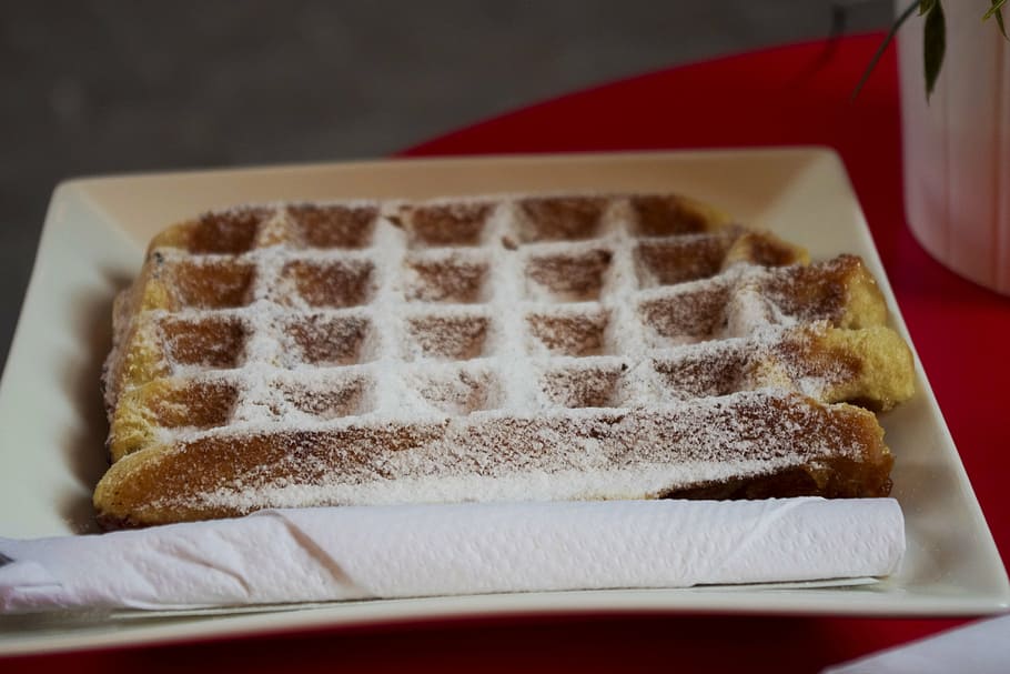 waffle, sugar, dusting, snack, dessert, sweet, belgian, delicious HD wallpaper