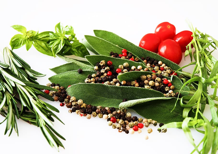 closeup photo of green leaf plants, spices, herbs, food, pepper, HD wallpaper