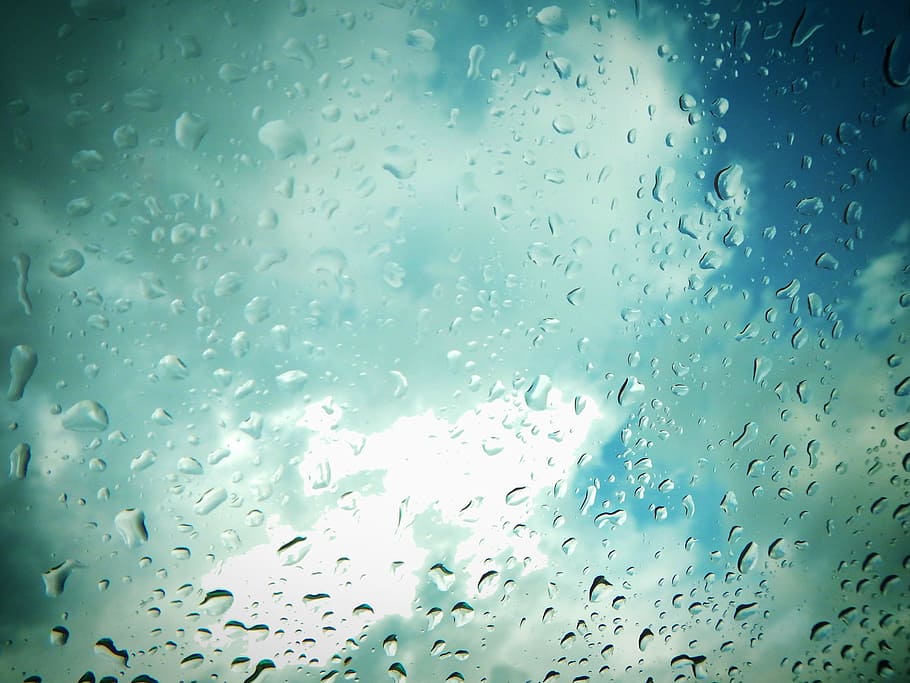 blue Texture Raindrops on window glass for rain, photo, blurred background,  drizzle Stock Photo | Adobe Stock