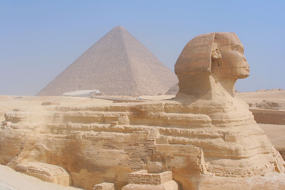 The Great Sphinx of Egypt, giza, pyramid, sandstorm, haze, world heritage site, HD wallpaper