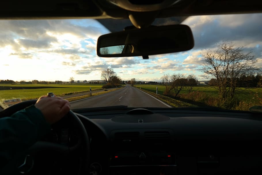 road, exit, drive, windshield, trip, tour, more, driver, rear mirror HD wallpaper