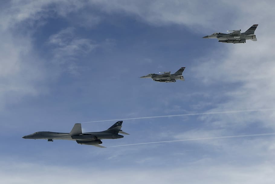 B-1B, Lancer, Bomber, South Korea, air force, flight, flying, HD wallpaper