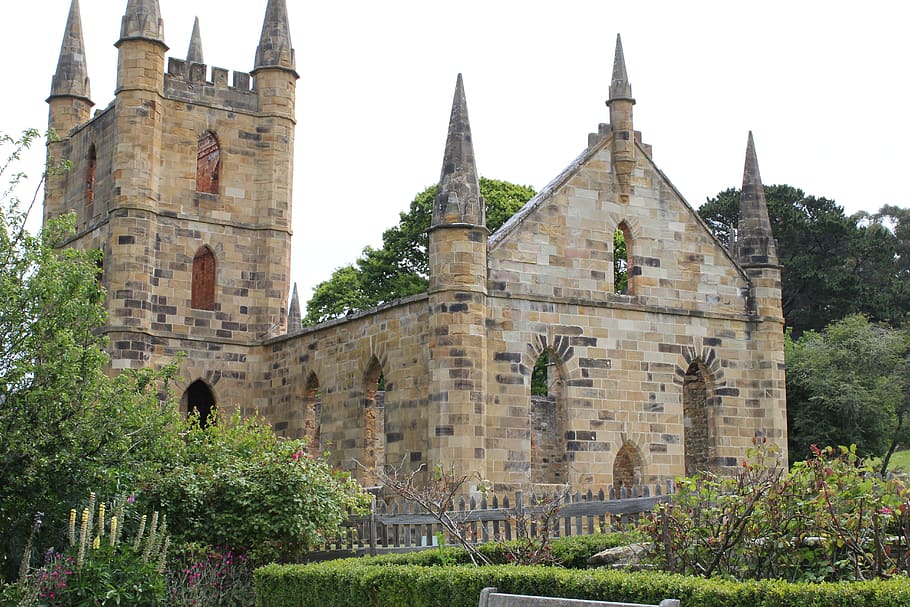 HD wallpaper: port arthur, church, history, ruins, stone, architecture