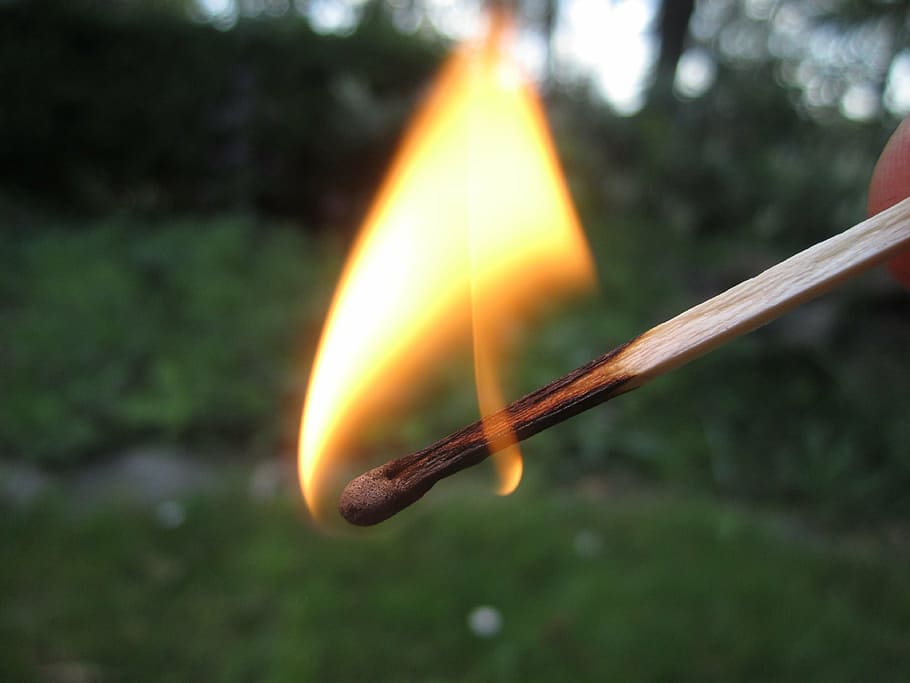flame, fire, match, heat, hot, burn, wood, yellow, burning HD wallpaper