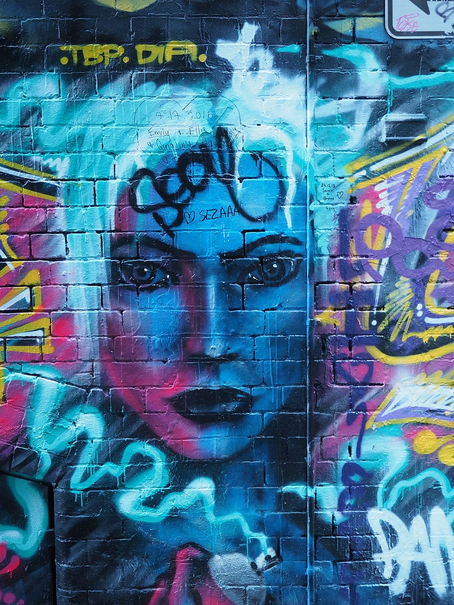 HD wallpaper: female face wall paint, graffiti, melbourne, laneway ...