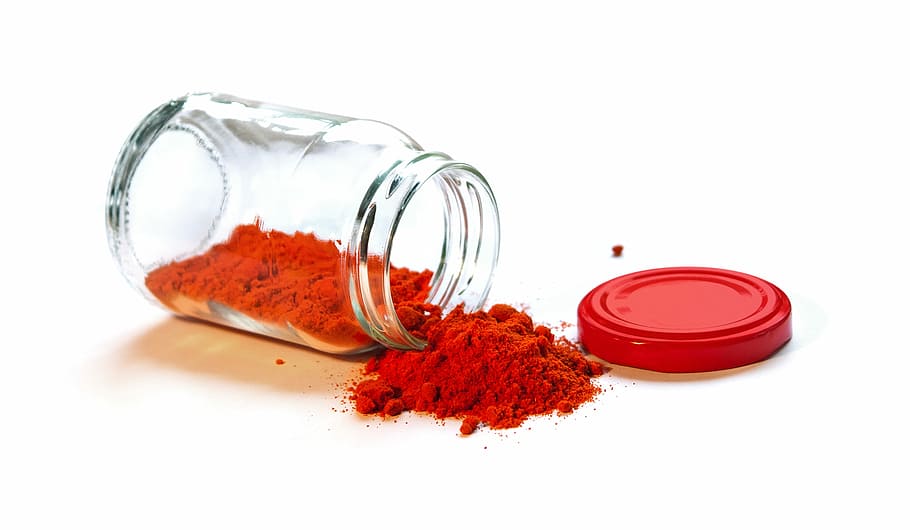 Paprika powder, red, spice, isolated, white Background, close-up, HD wallpaper