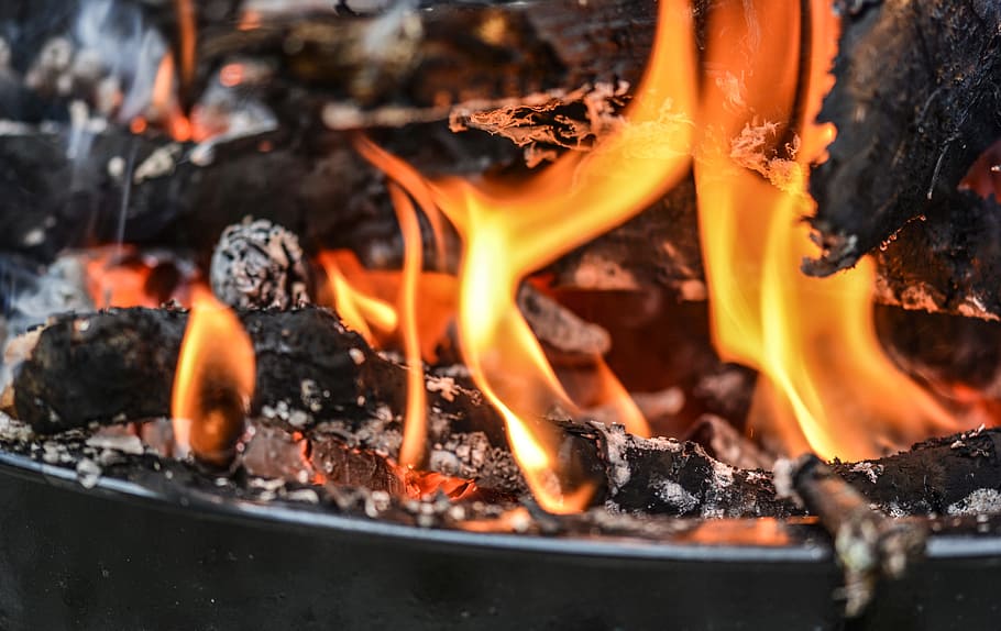 flames, fire, hot, black, burning, dangerous, heat, red, wood HD wallpaper