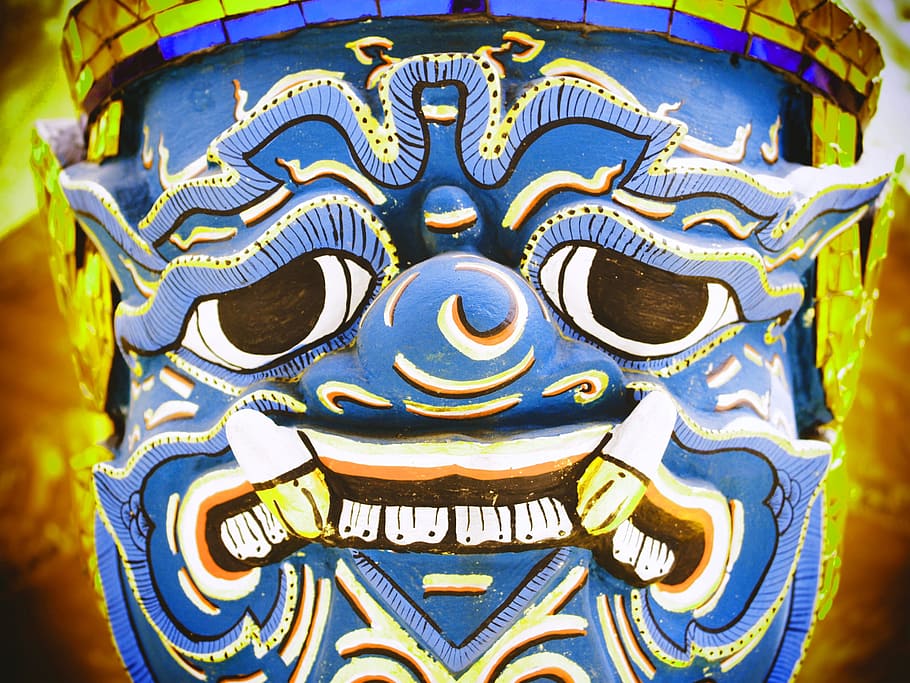 asia, asian, background, bangkok, blue, buddhism, buddhist, HD wallpaper