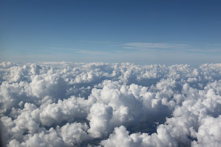 clouds, sky, in flight, blue sky, flying, cloud - sky, nature HD wallpaper