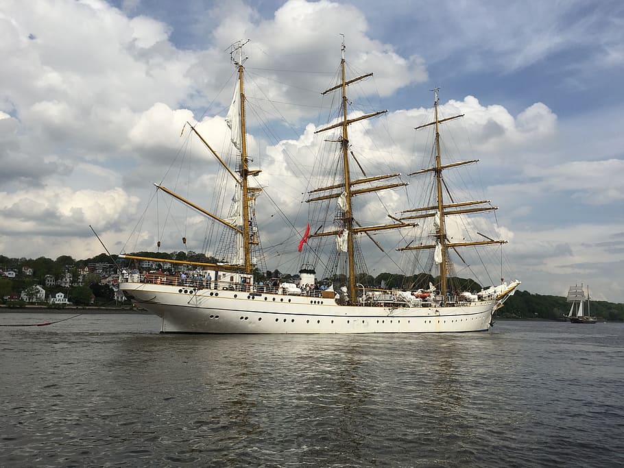 gorch fock, sail, training ship, elbe, hamburg, port, nautical vessel HD wallpaper