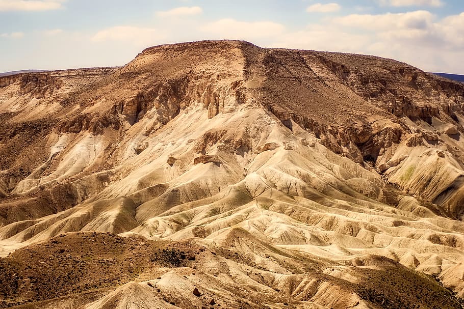 aerial photography of brown hill, mountains, desert, barren HD wallpaper
