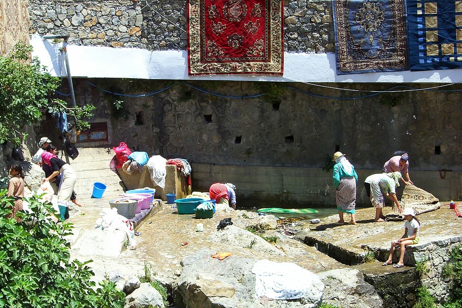 Wash, Women, chefchouen, washing women, north africa, morocco, HD wallpaper