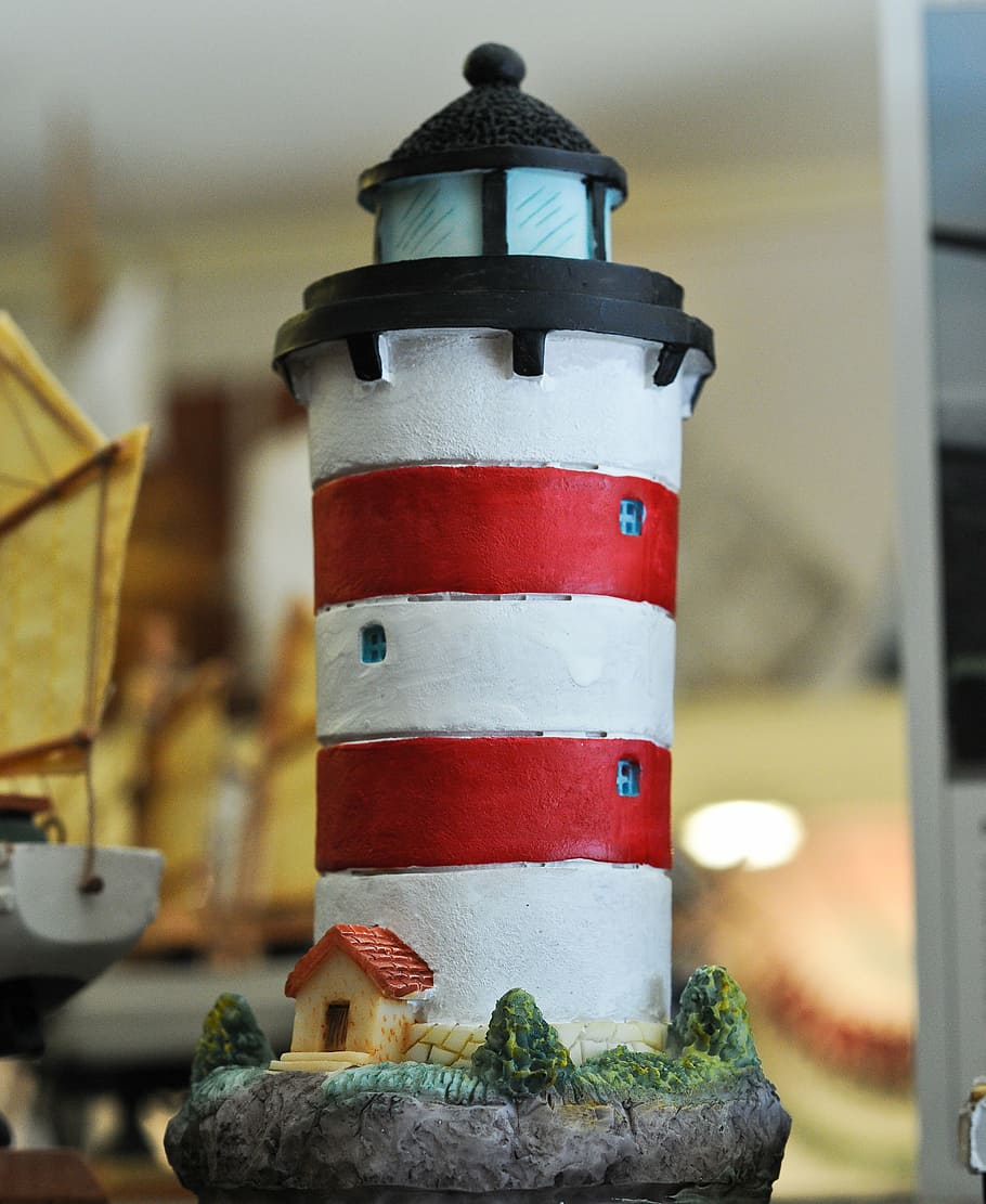 lighthouse, figure, toy, focus on foreground, no people, close-up HD wallpaper