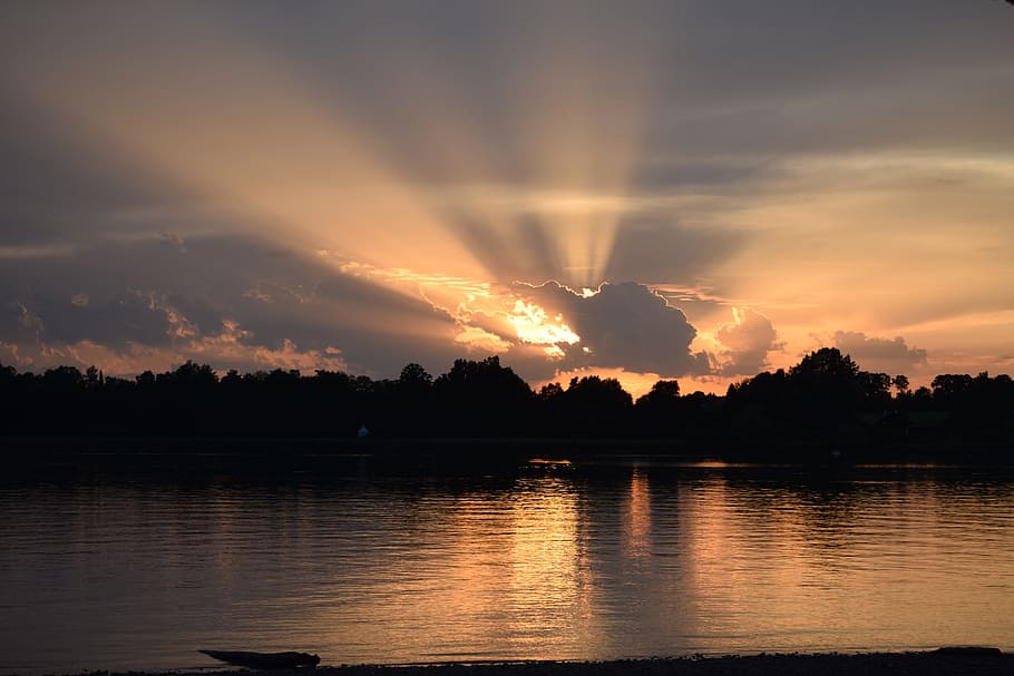 chiemsee, sunset, lake, water, sky, beauty in nature, scenics - nature HD wallpaper