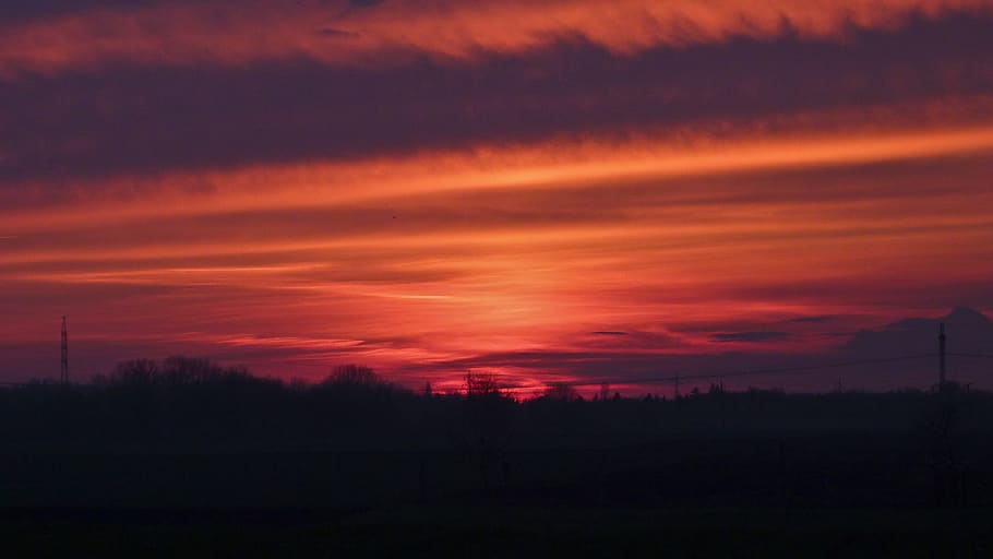 Sunset, Horizon, sky, nature, dusk, orange Color, outdoors HD wallpaper