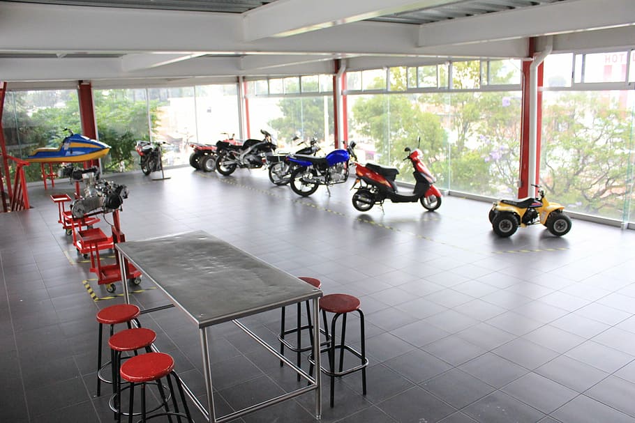 motorcycle, facilities, school, transportation, group of people HD wallpaper