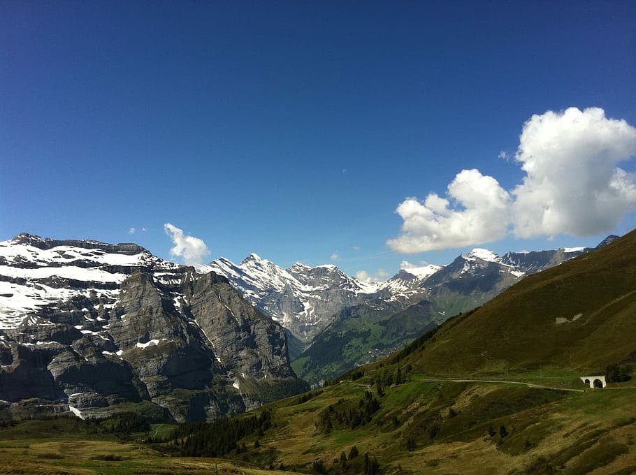 Swiss, Jungfrau, Snow Mountain, mountain range, scenics, landscape HD wallpaper