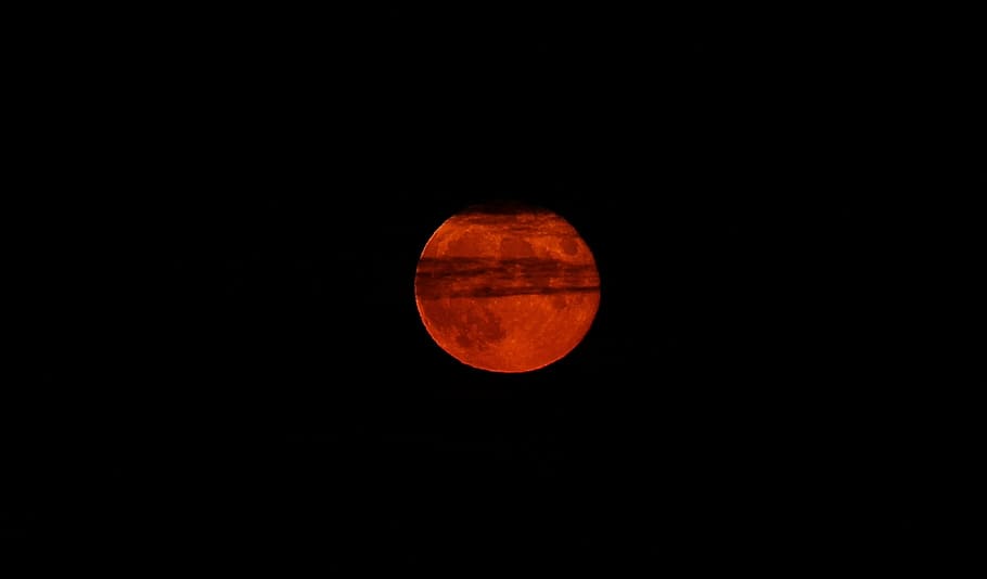 red moon, blood moon, full moon, night, moonlight, moonrise, mystical, HD wallpaper