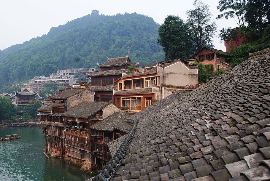 tourism, hunan, history, china, fenghuang, ink, architecture, HD wallpaper