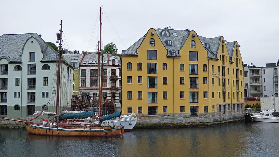alesund, norway, norwegian, city, building, architecture, boat
