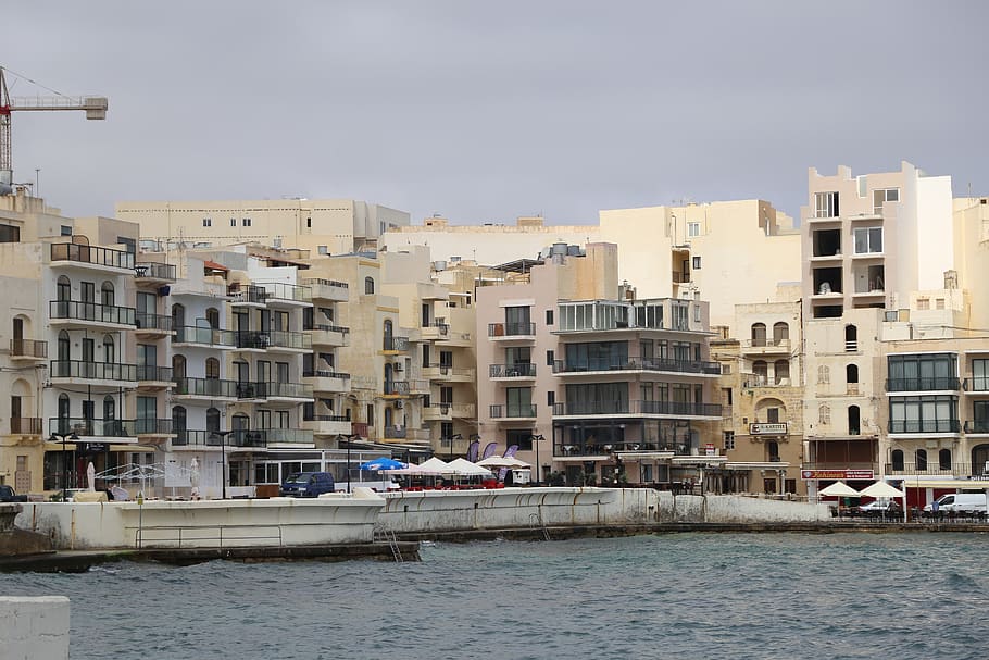 gozo, marsalforn, buildings, sea, mediterranean, europe, blue, HD wallpaper
