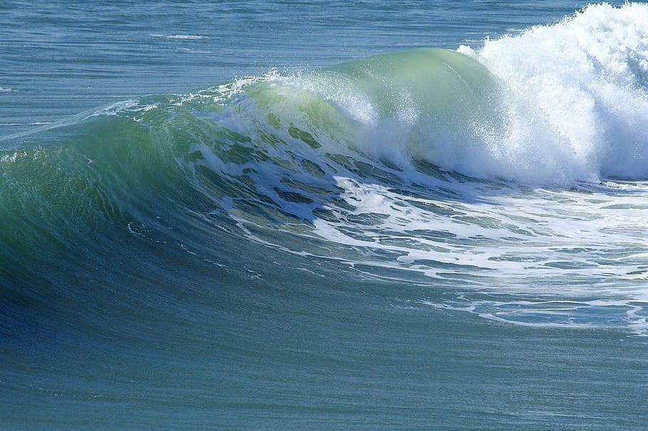 photo of crashing waves, ocean, nature, beach, sea, curl, surf HD wallpaper