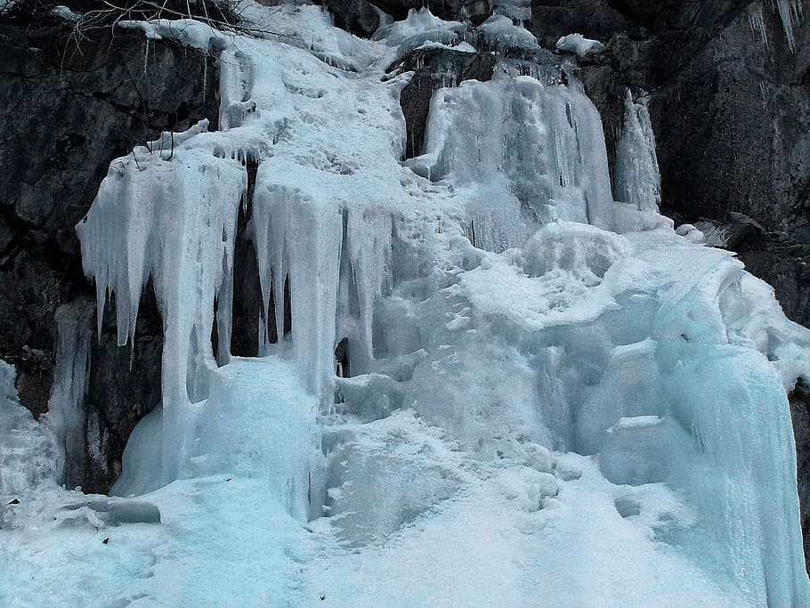 frozen, waterfall, ice, dripping, season, cold, outdoors, winter HD wallpaper