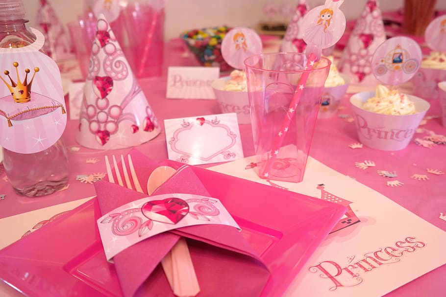 pink-themed birthday decors on table, the adoption of, party