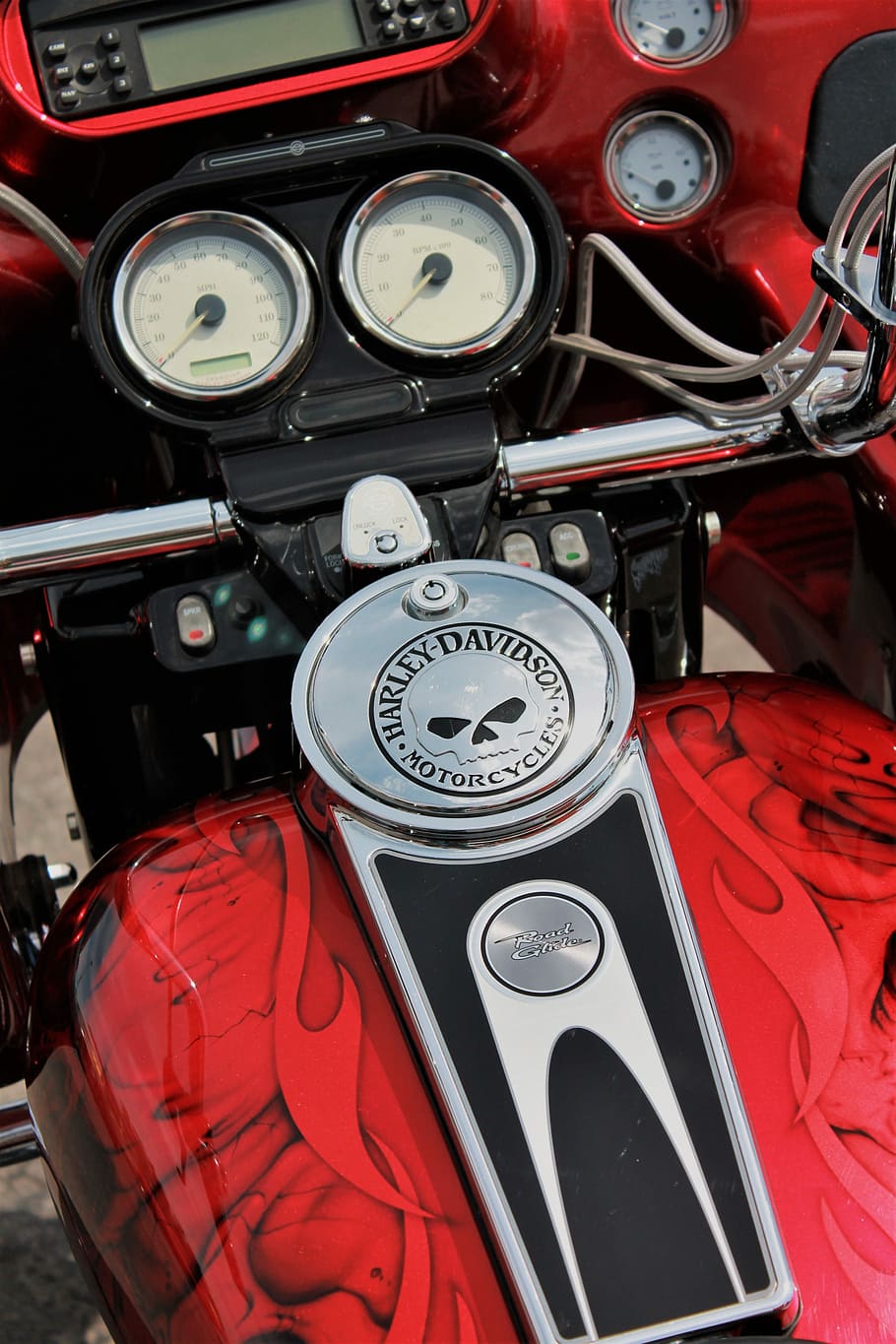 Hd Wallpaper Harley Davidson Motorcycle Red Motorcycle Skull Emblem Bike Wallpaper Flare