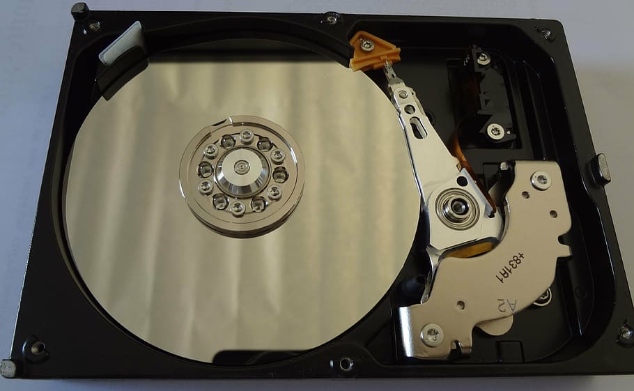 black and gray hard disk, hd, technology, close-up, indoors HD wallpaper
