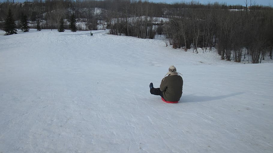 Snow, Sled, Winter, Fun, Cold, White, season, nature, childhood HD wallpaper