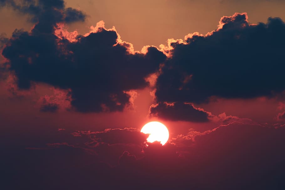 sunset, cloud, solar, sky, landscape, dark, clouds, cloud - sky HD wallpaper