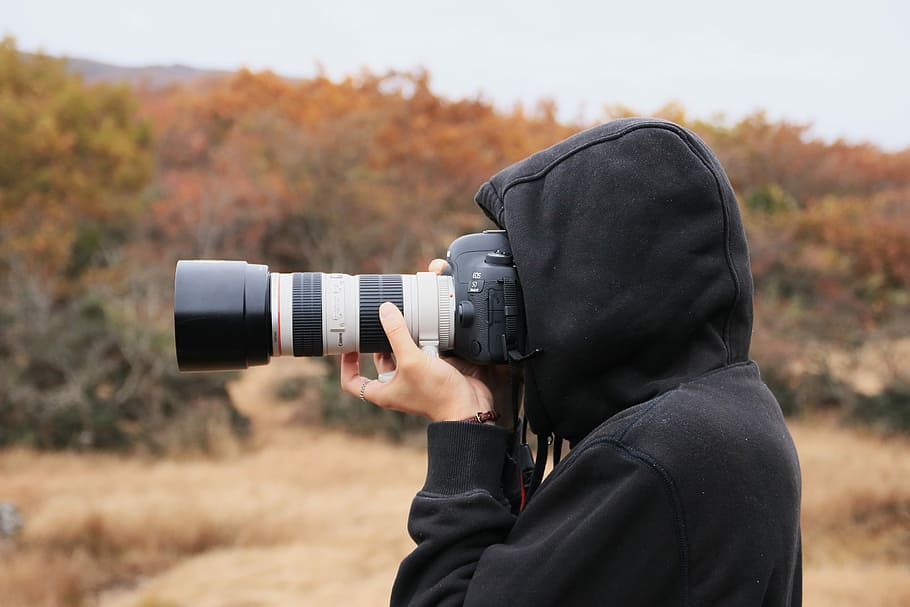 person holding camera, person capturing photo using camera, hand HD wallpaper