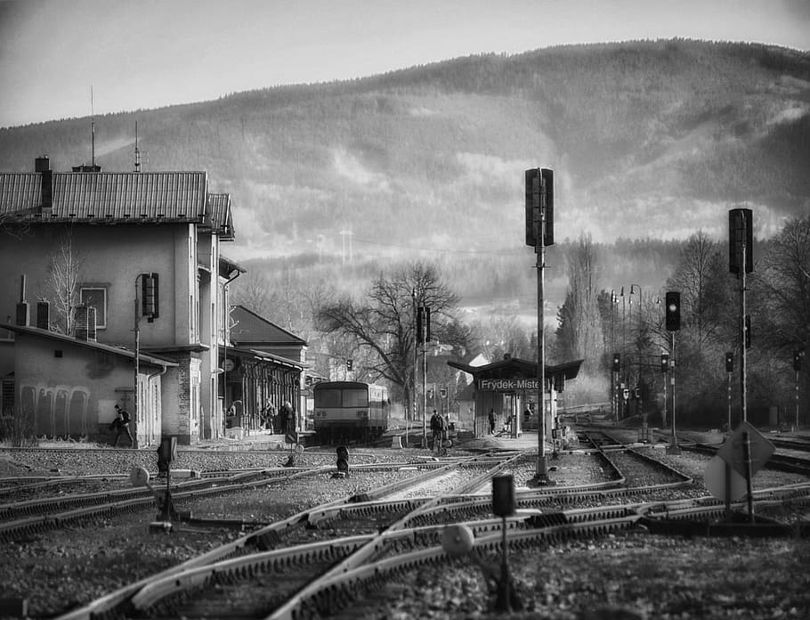 frydek-mistek, railway, stop, czech republic, rail transportation HD wallpaper