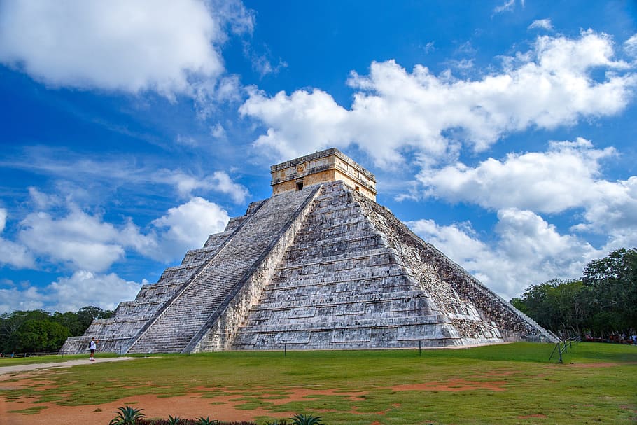 photo of gray concrete pyramid, kukulcan, quetzalcoatl, chichen itza, HD wallpaper