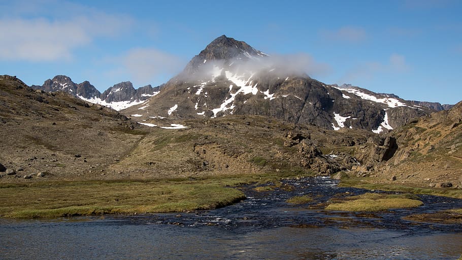 mountain, river, landscape, nature, wild, greenland, summer HD wallpaper