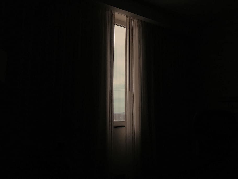 white curtain on window, untitled, light, shadow, darkness, indoors