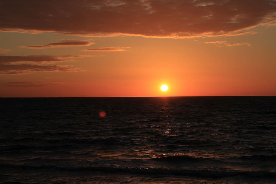sunset, baltic sea, abendstimmung, sky, water, beauty in nature HD wallpaper