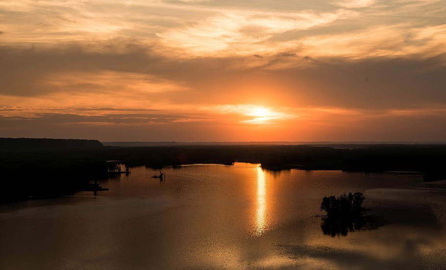 Orange Sunset over the Mississippi, 