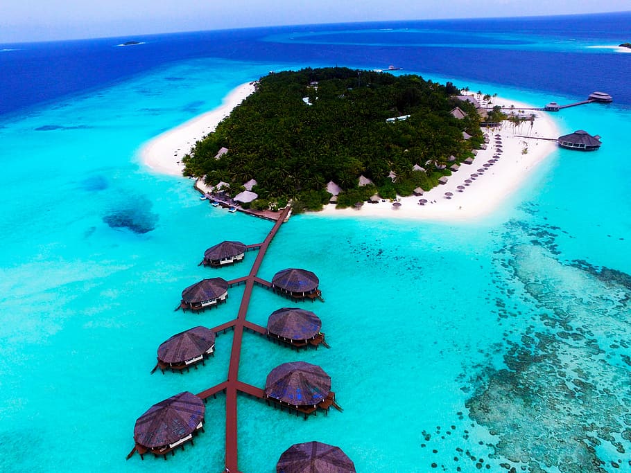 Maldives island, blue, phantom, fly, drone, camera, photography HD wallpaper