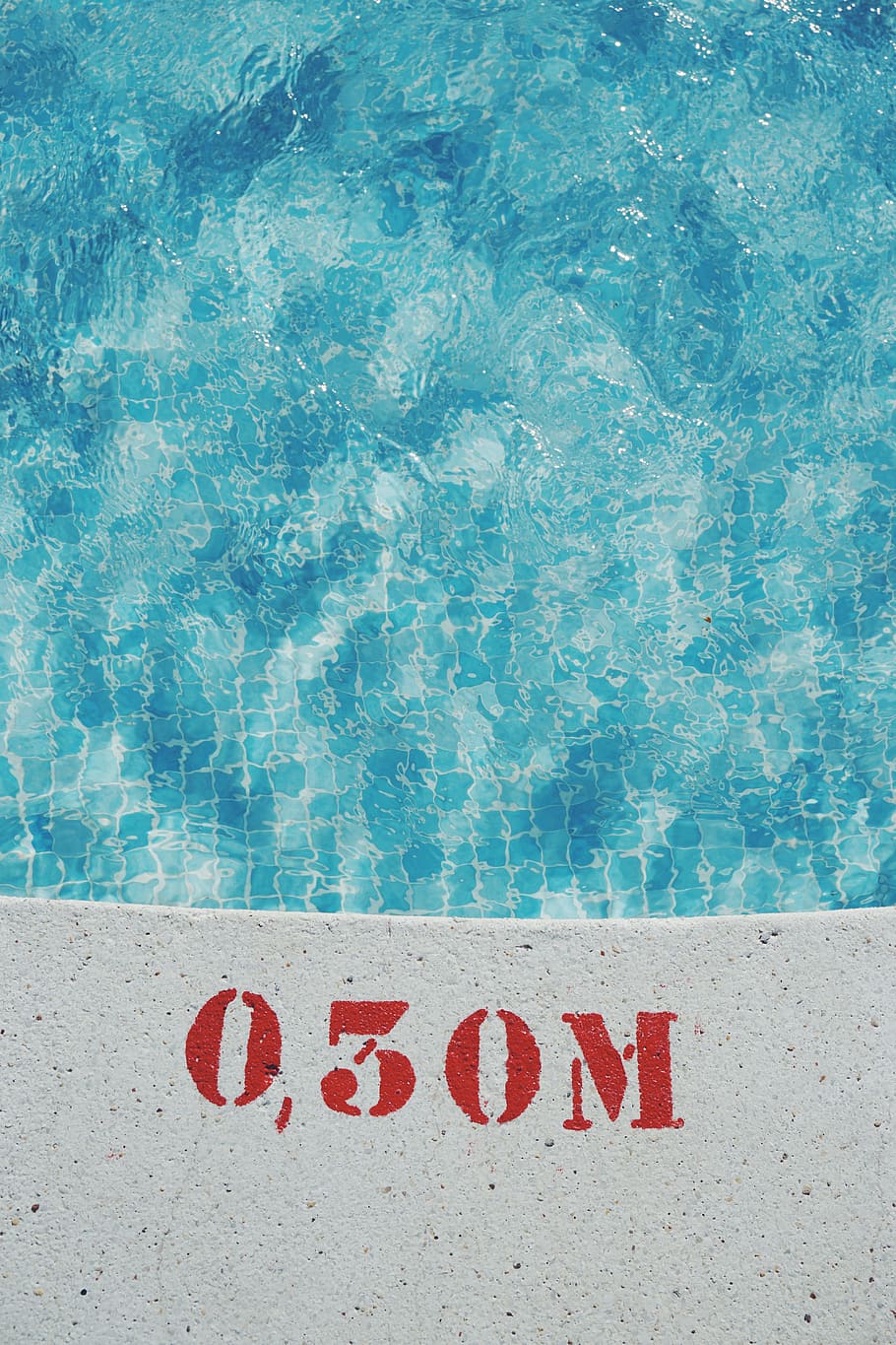 gray concrete pool at 0,30 Meter, in-ground pool, blue, letters HD wallpaper