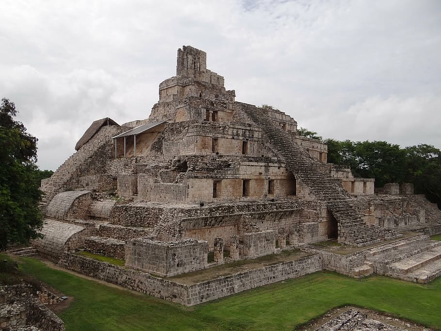 Zigurat, Mexico, maya, mayan, ancient, temple, stone, yucatan, HD wallpaper